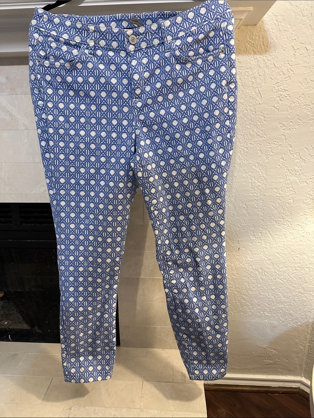 Tommy Bahama Blue & White Printed Cropped Jeans